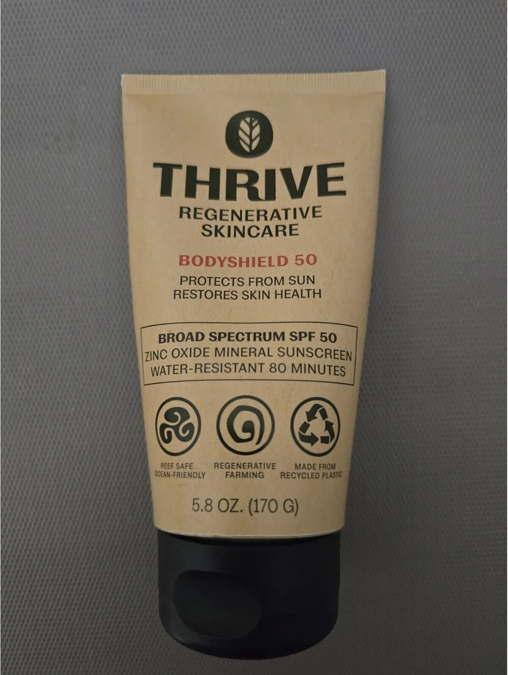 THRIVE Bodyshield 50 Mineral Sunscreen SPF 50 Zinc Oxide Reef Safe 5.8 Oz